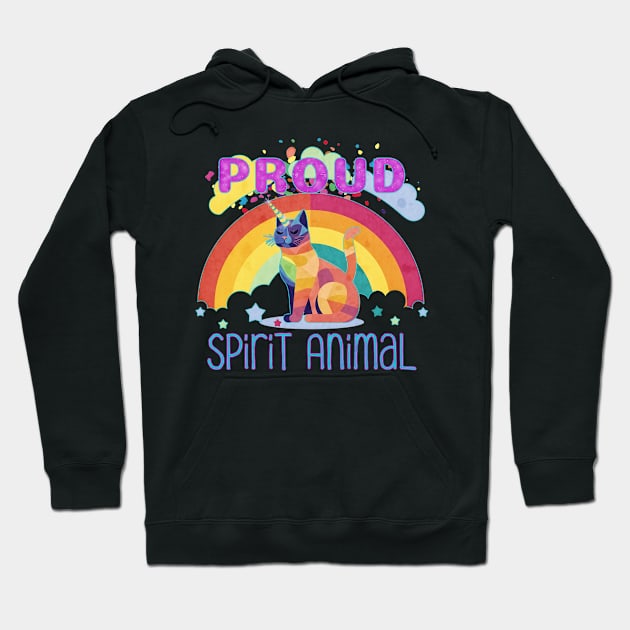 PRIDE Month Proud Spirit Animal Caticorn Hoodie by mythikcreationz